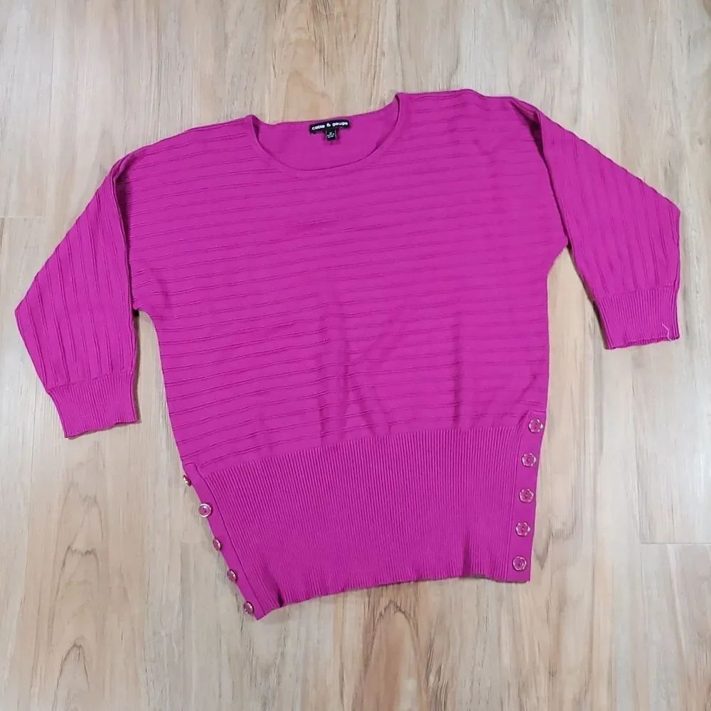 ☔️🔹️Cable & Gauge Purple/Pink Textured Stripe Sweater Medium